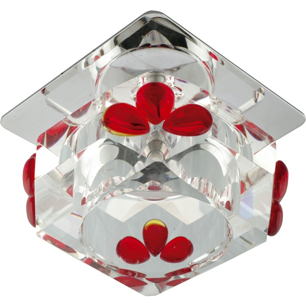 Sk-49 Ch/Wh+Red G4 Opr.strop.stała Kryształ 20W G4 Kostka+Czerwone Łezki Candellux