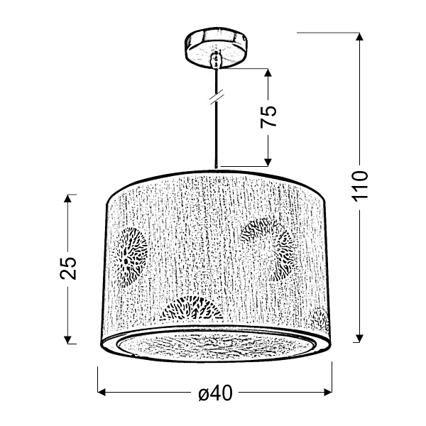Perla Lampa Wisząca 40X40X25 1X60W E27 Beż (Linka 85-10608) Candellux