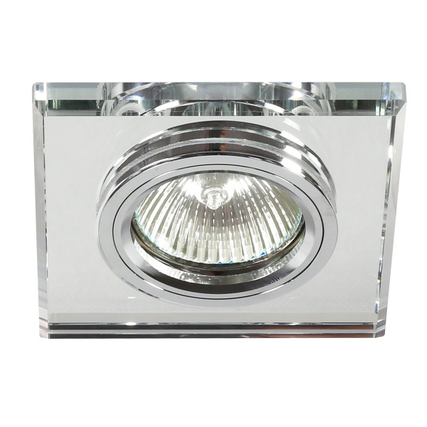 Ss-13 Ch/Wh Mr16 Chrom Oczko Sufitowe Lampa Sufitowa Stała Kwadratowa Szkło Bezbarwne Candellux