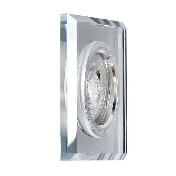 Ss-13 Ch/Wh Mr16 Chrom Oczko Sufitowe Lampa Sufitowa Stała Kwadratowa Szkło Bezbarwne Candellux