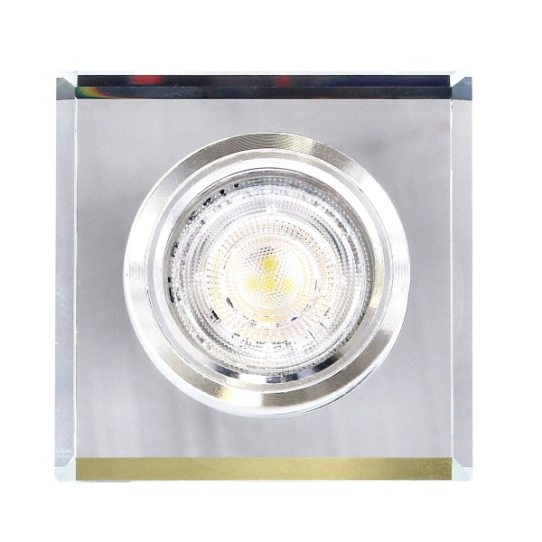 Ss-13 Ch/Wh Mr16 Chrom Oczko Sufitowe Lampa Sufitowa Stała Kwadratowa Szkło Bezbarwne Candellux