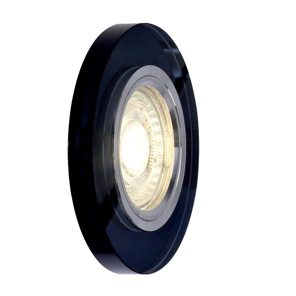 Ss-15 Ch/Bk Mr16 Chrom Oczko Sufitowe Lampa Sufitowa Stała Okrągła Szkło Czarne Candellux