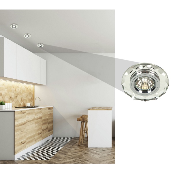 Ss-12 Ch/Wh Mr16 Chrom Opr. Strop. Stała Okrągła Szkło Bezbarwne Candellux