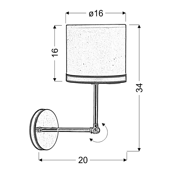 Tida Lampa Kinkiet 1X40W E14 Chrom/Abażur Płótno/Skóra Candellux