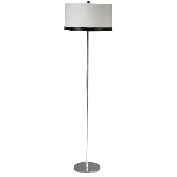 Tida Lampa Podłogowa 1X60W E27 Chrom/Abażur Płótno/Skóra Candellux