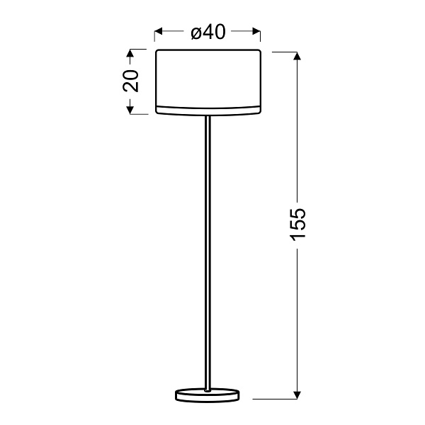 Tida Lampa Podłogowa 1X60W E27 Chrom/Abażur Płótno/Skóra Candellux