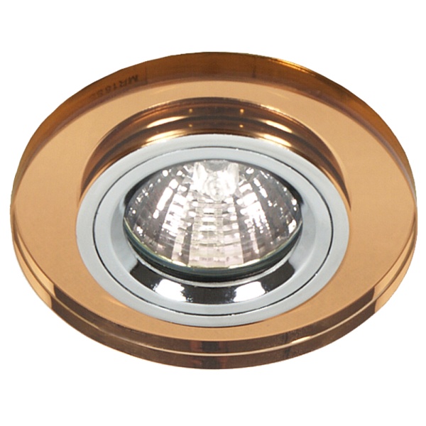 Ss-15 Ch/Br Mr16 Chrom Oczko Sufitowe Lampa Sufitowa Stała Okrągła Szkło Brązowe Candellux