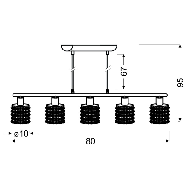 Royal Lampa Wisząca 5X40W G9 Chrom+Kryształki Czarne Candellux