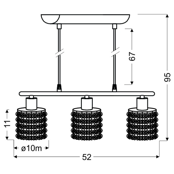 Royal Lampa Wisząca 3X40W G9 Chrom+Kryształki Czarne Candellux