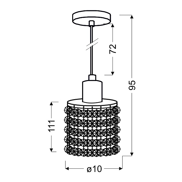 Royal Lampa Wisząca 1X40W G9 Chrom+Kryształki Czarne Candellux