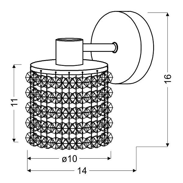 Royal Lampa Kinkiet 1X40W G9 Chrom+Kryształki Czarne Candellux
