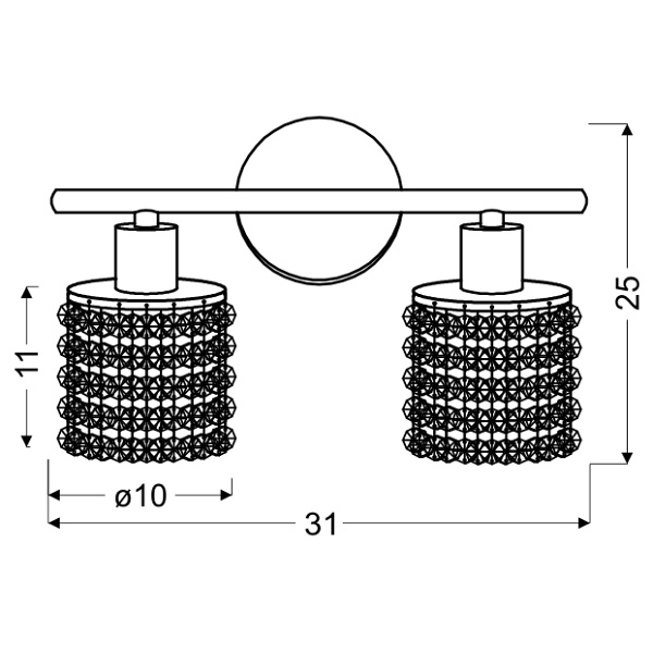 Royal Lampa Sufitowa Listwa 2X40W G9 Chrom+Kryształki Czarne Candellux