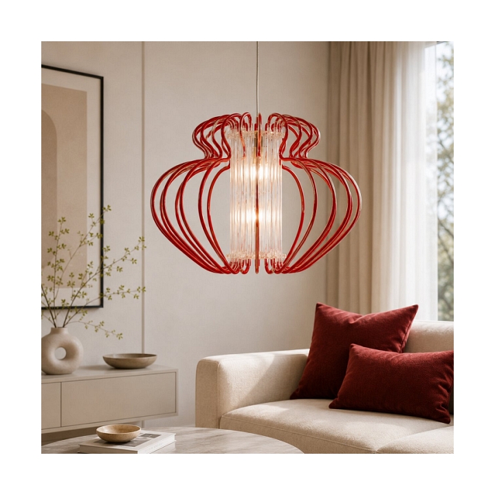 Lampa wisząca Imperia 520x420 duża czerwona 1x60w - Candellux