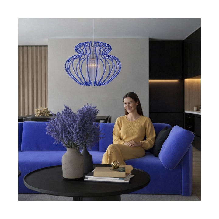 Lampa wisząca Imperia 450x330 mała niebieska 1x60w - Candellux