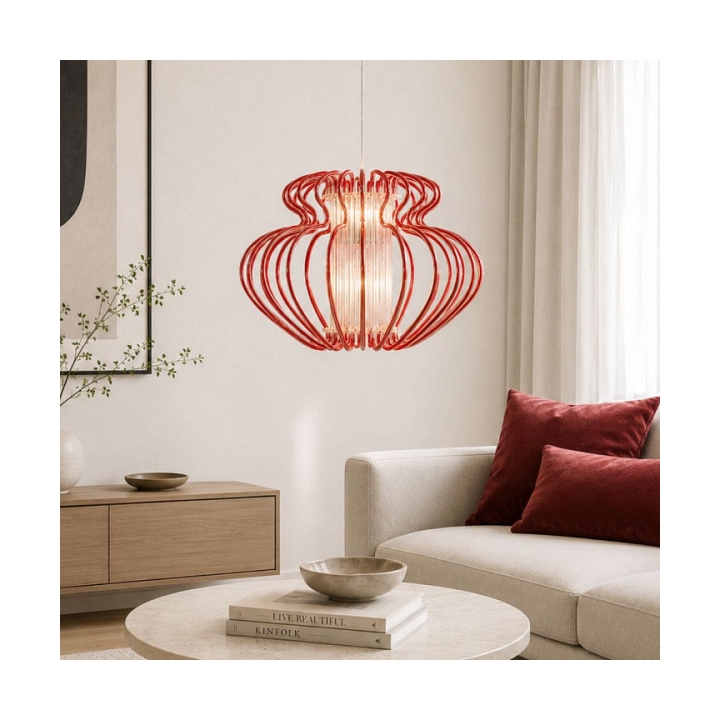 Lampa wisząca Imperia 450x330 mała czerwona 1x60w - Candellux