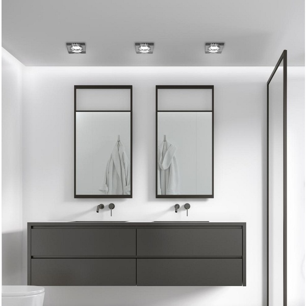 Ss-16 Ch/Bk Mr16 Chrom Oczko Sufitowe Lampa Sufitowa Stała Kwadratowa Szkło Czarne Candellux