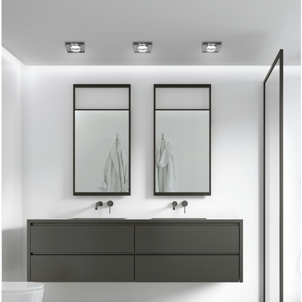 Ss-16 Ch/Bk Mr16 Chrom Oczko Sufitowe Lampa Sufitowa Stała Kwadratowa Szkło Czarne Candellux