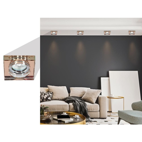 Ss-16 Ch/Br Mr16 Chromoczko Sufitowe Lampa Sufitowa Stała Kwadratowa Szkło Brązowe Candellux