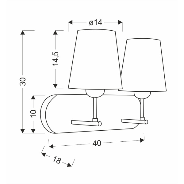 Tango Kinkiet 2X60W E27 Beż Candellux