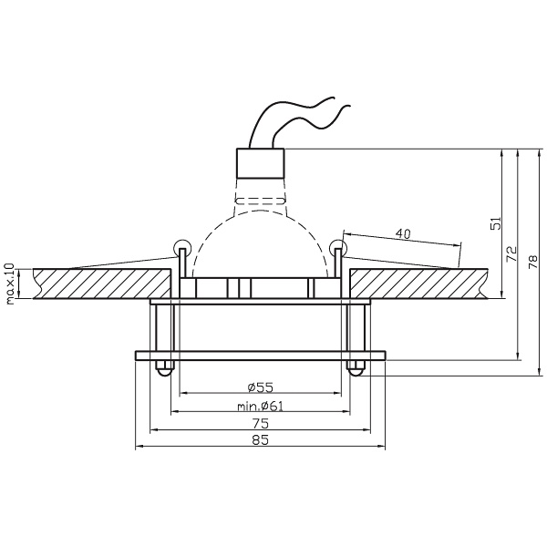 Sz-04 Sg Mr16 Satyna Złoto Opr.kwadrat Stała Szkło Candellux