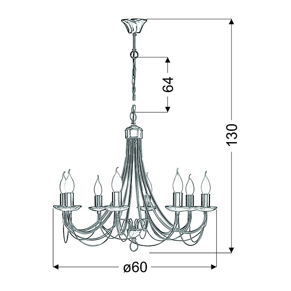 Muza Lampa Wisząca 8X40W E14 Patyna Candellux