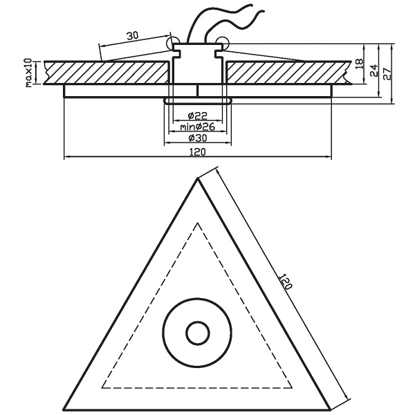 Oprawa Punktowa Po-04 Ch/Sn G4 Chrom+Satyna Nikiel Trójkąr Candellux