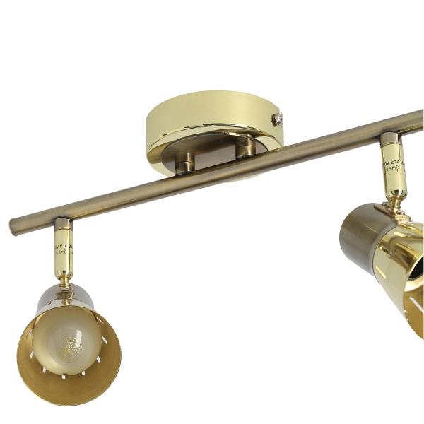 Arena Lampa Sufitowa Listwa 2*40W R50 E14 Złoto Patyna Candellux