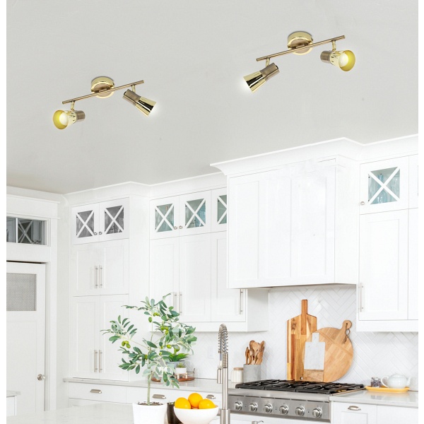 Arena Lampa Sufitowa Listwa 2*40W R50 E14 Złoto Patyna Candellux