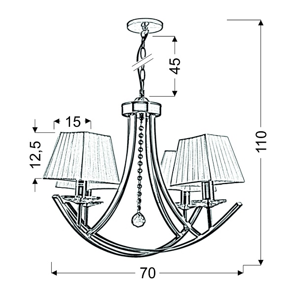 Valencia Lampa Wisząca 4X40W E14 Patyna 70X110 Candellux
