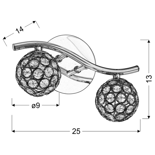 Starlet Lampa Kinkiet 2X40W G9 Chrom/Transparent Candellux