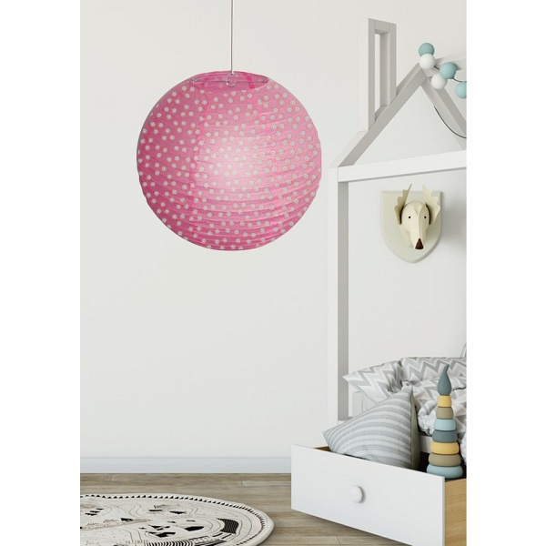 Abażur Papierowy-Kokon 35 Różowy Kropki Candellux