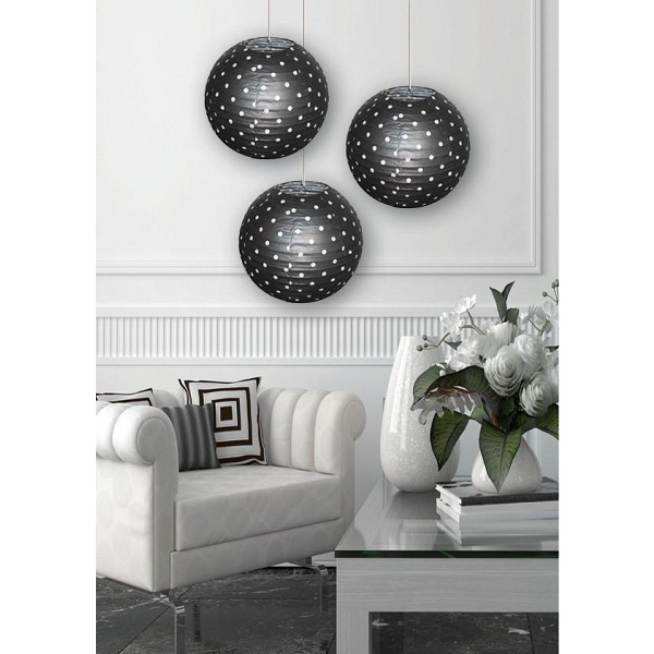 Abażur Papierowy-Kokon 35 Czarny Kropki Candellux