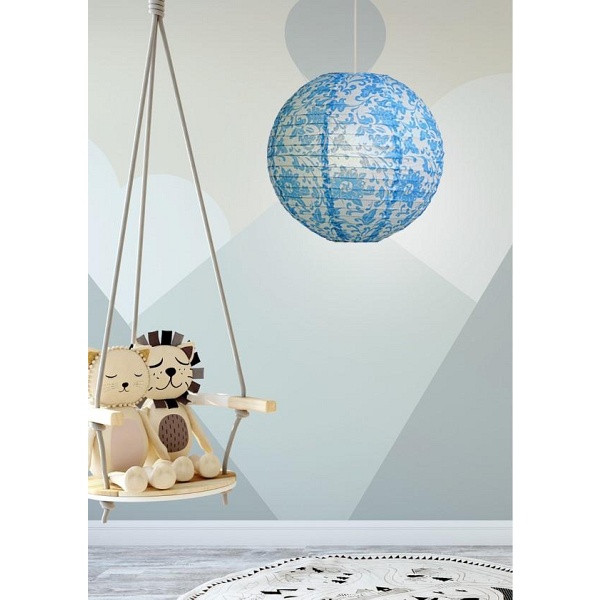 Abażur Papierowy-Kokon 35 Kwiaty Niebieskie Candellux