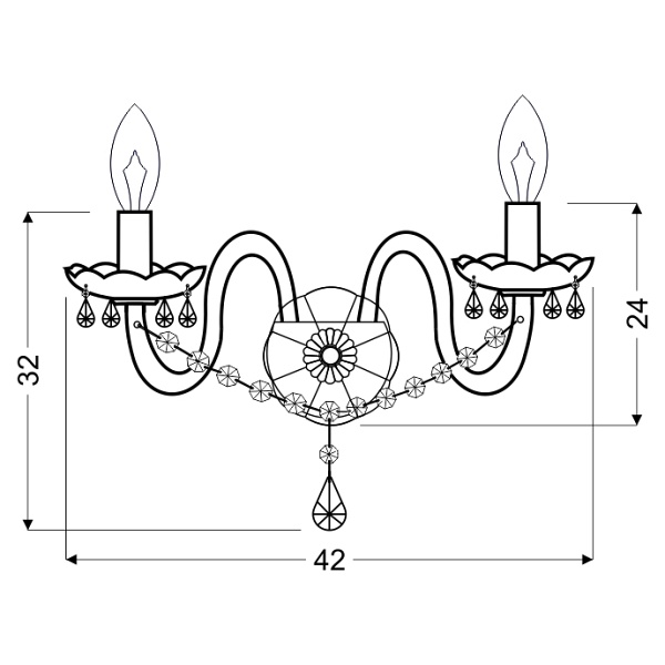 Maria Teresa Lampa Kinkiet 2X40W E14 Złoty Candellux