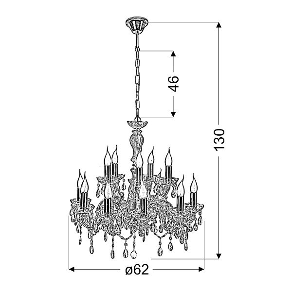 Maria Teresa Lampa Wisząca 12X40W E14 Złoty Candellux