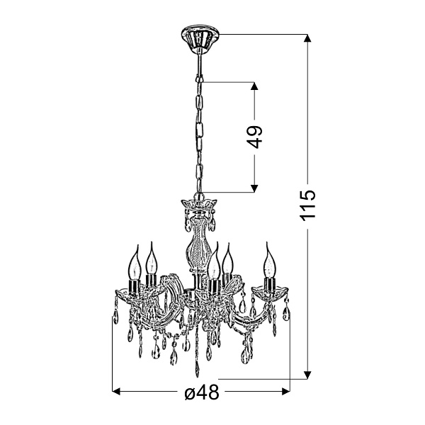 Maria Teresa Lampa Wisząca 5X40W E14 Złoty Candellux