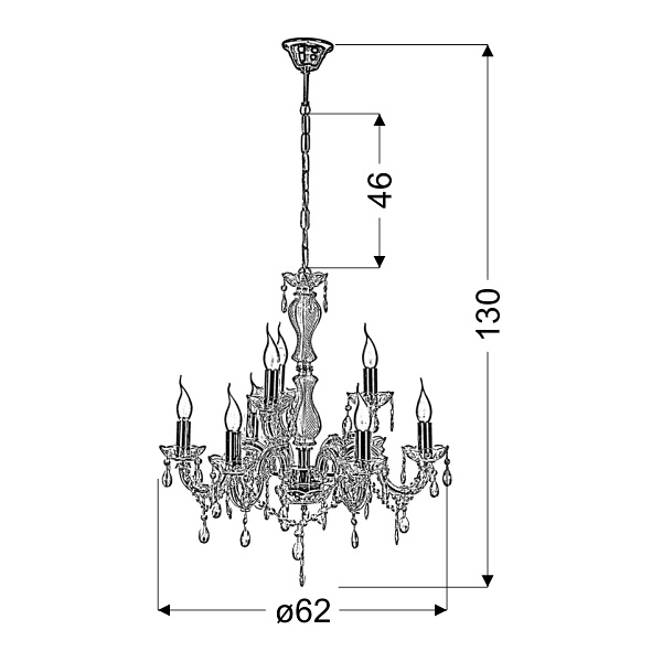 Maria Teresa Lampa Wisząca 8X40W E14 Złoty Candellux