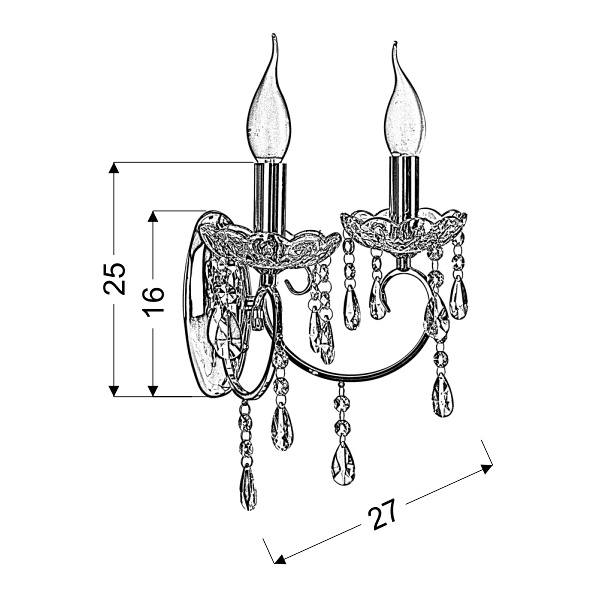 Aurora Lampa Kinkiet 2*40W E14 Chrom Candellux