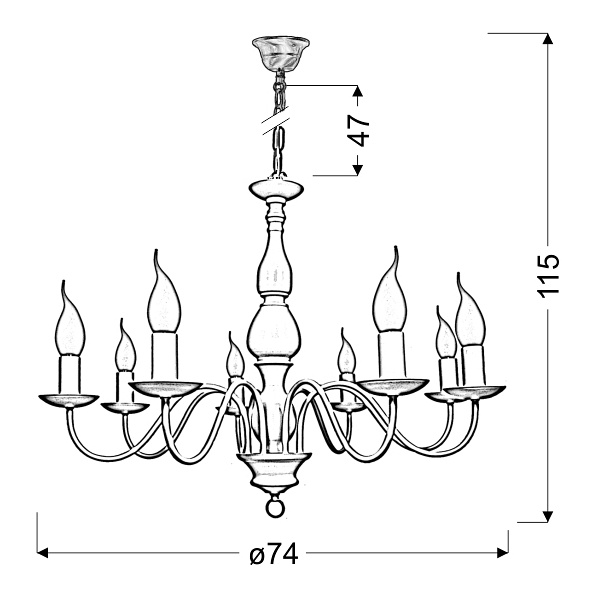 Bellagio Lampa Wisząca 8X40W E14 Kremowy Candellux