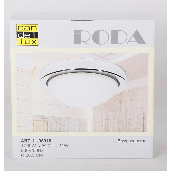 Roda Lampa Sufitowa Plafon 265 1X60W E27 Chrom Ip44 Candellux