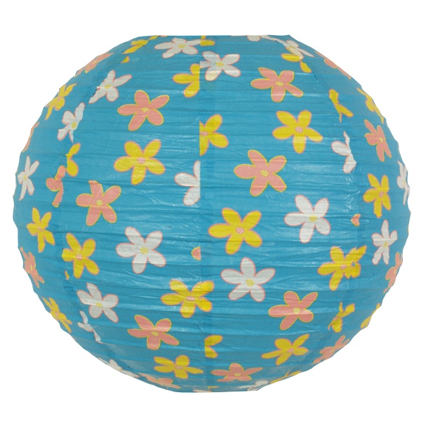 Abażur Papierowy-Kokon 35 Błękitny Kwiatki Candellux