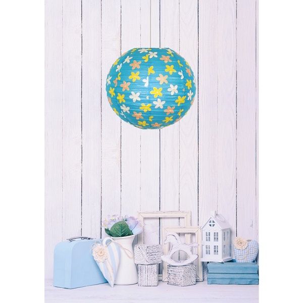 Abażur Papierowy-Kokon 35 Błękitny Kwiatki Candellux
