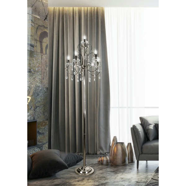 Aurora Lampa Podłogowa 5*40W E14 Chrom Candellux