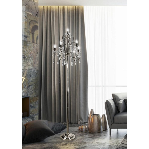 Aurora Lampa Podłogowa 5*40W E14 Chrom Candellux