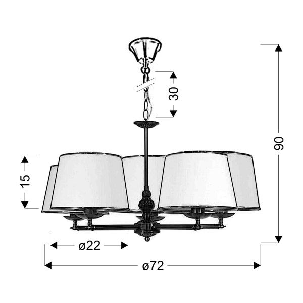 Grand Lampa Wisząca 5X40W E14 Patyna Candellux