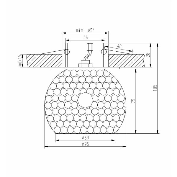 Sk-74 G/Am G9 Złoty Opr. Strop. Dekoracyjna 1X40W G9 Kryszt. Bursztynowy Candellux
