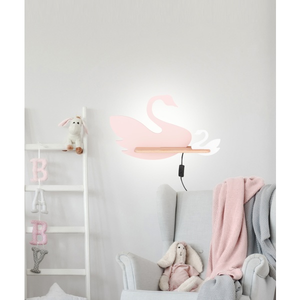 Swan Lampa Kinkiet Ścienny 5W Led 4000K Iq Kids Z Przewodem Różowy+Biały Candellux