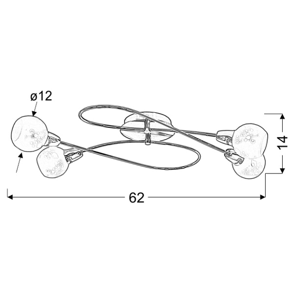 Avila Lampa Sufitowa Plafon 4X40W E14 Mosiądz Candellux