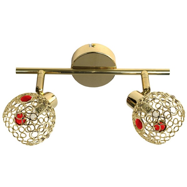 Aron Listwa 2X40W G9 Mosiądz Kryształ Czerwony Candellux