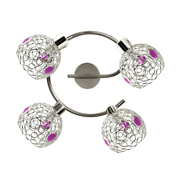 Lampa Aron Spirala 4X40W G9 Chrom Kryształ Fiolet Candellux